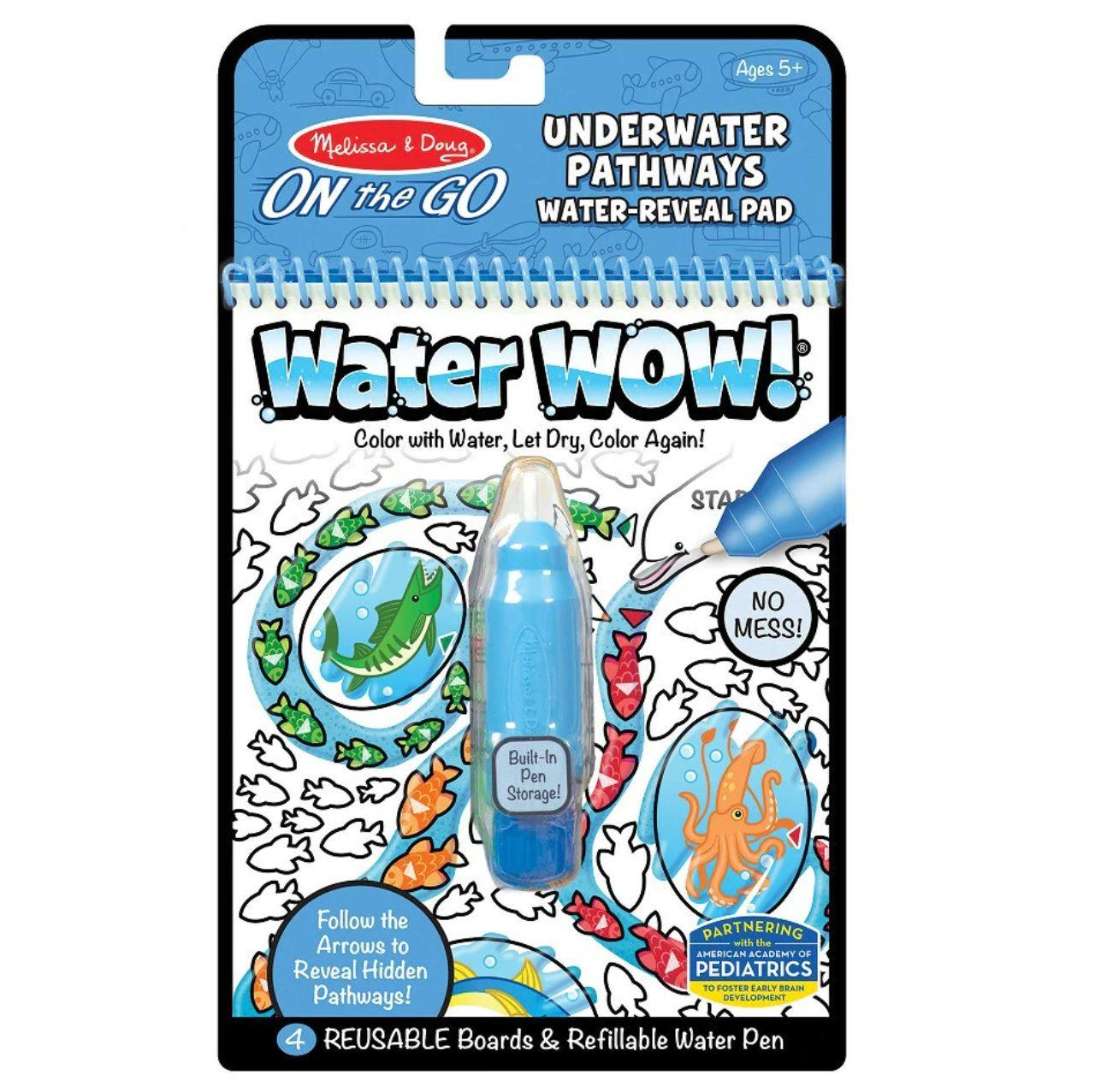 Melissa ir Doug: daugkartinio naudojimo vandens dažymo knyga Vanduo WOW! Povandeniniai keliai