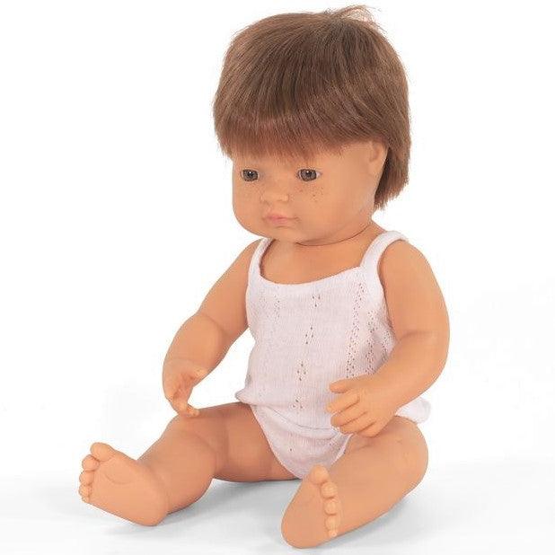 Miniland: bambola da ragazzo dai capelli rossi europei 38 cm