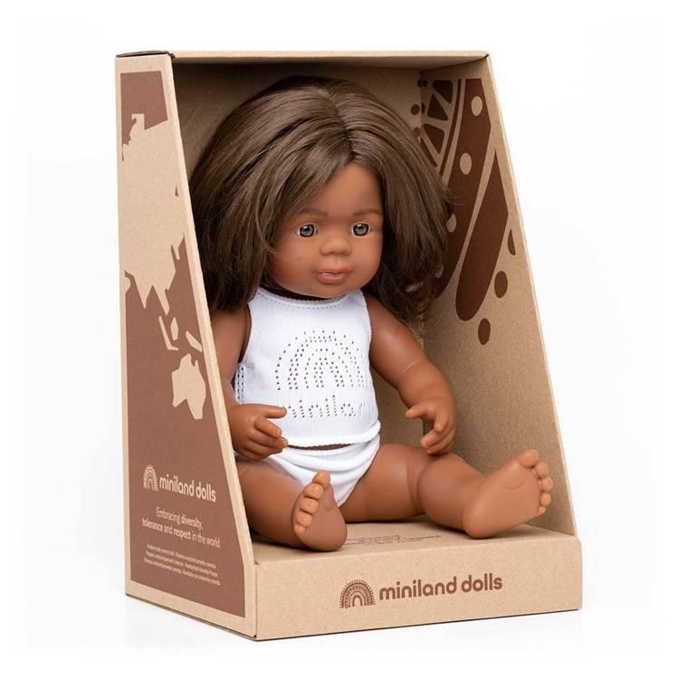 Miniland: Аборигенска кукла момиче 38 см
