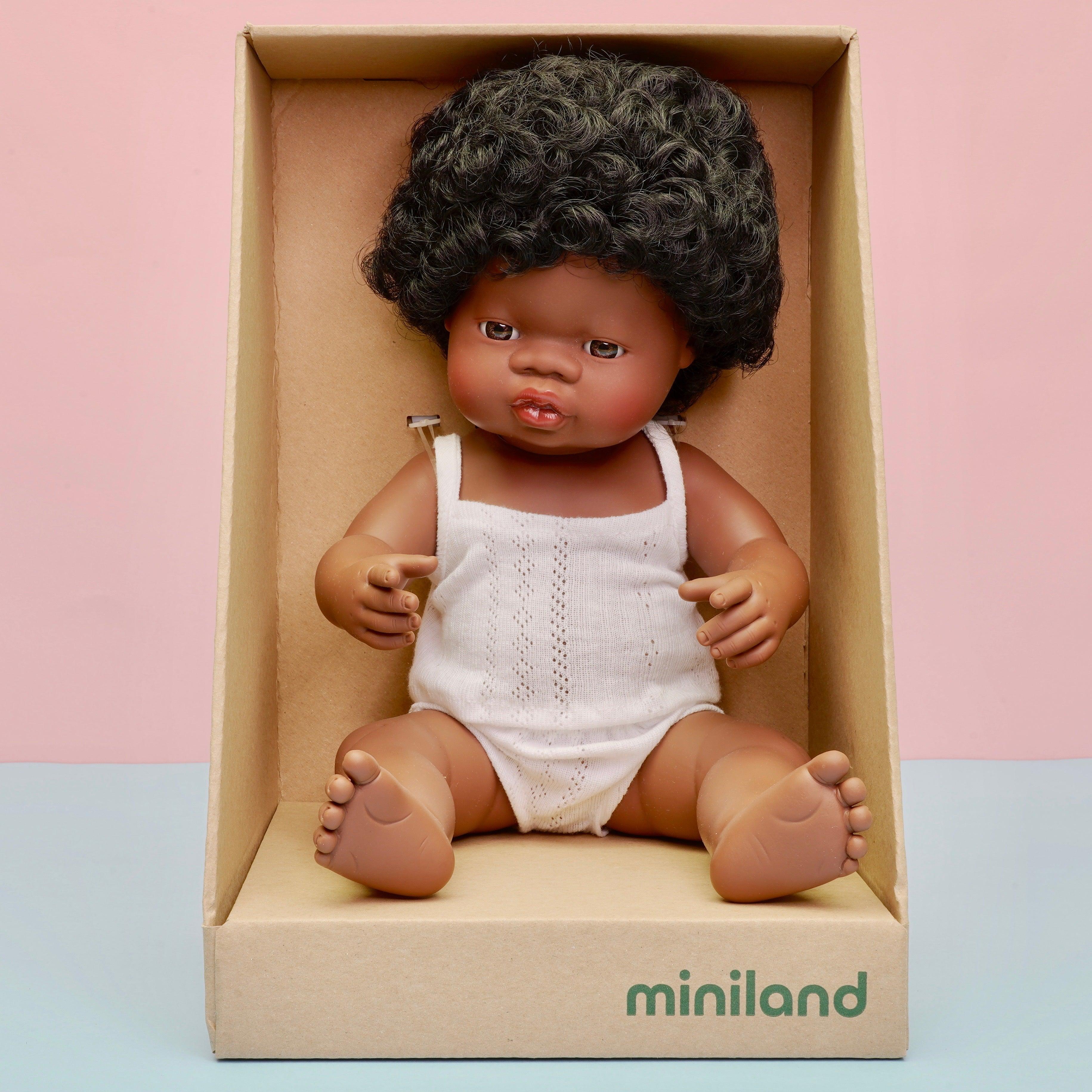 Miniland: African girl doll 38 cm - Kidealo