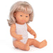 Minilandas: Dauno sindromo mergaitė lėlė Europos blondinė 38 cm