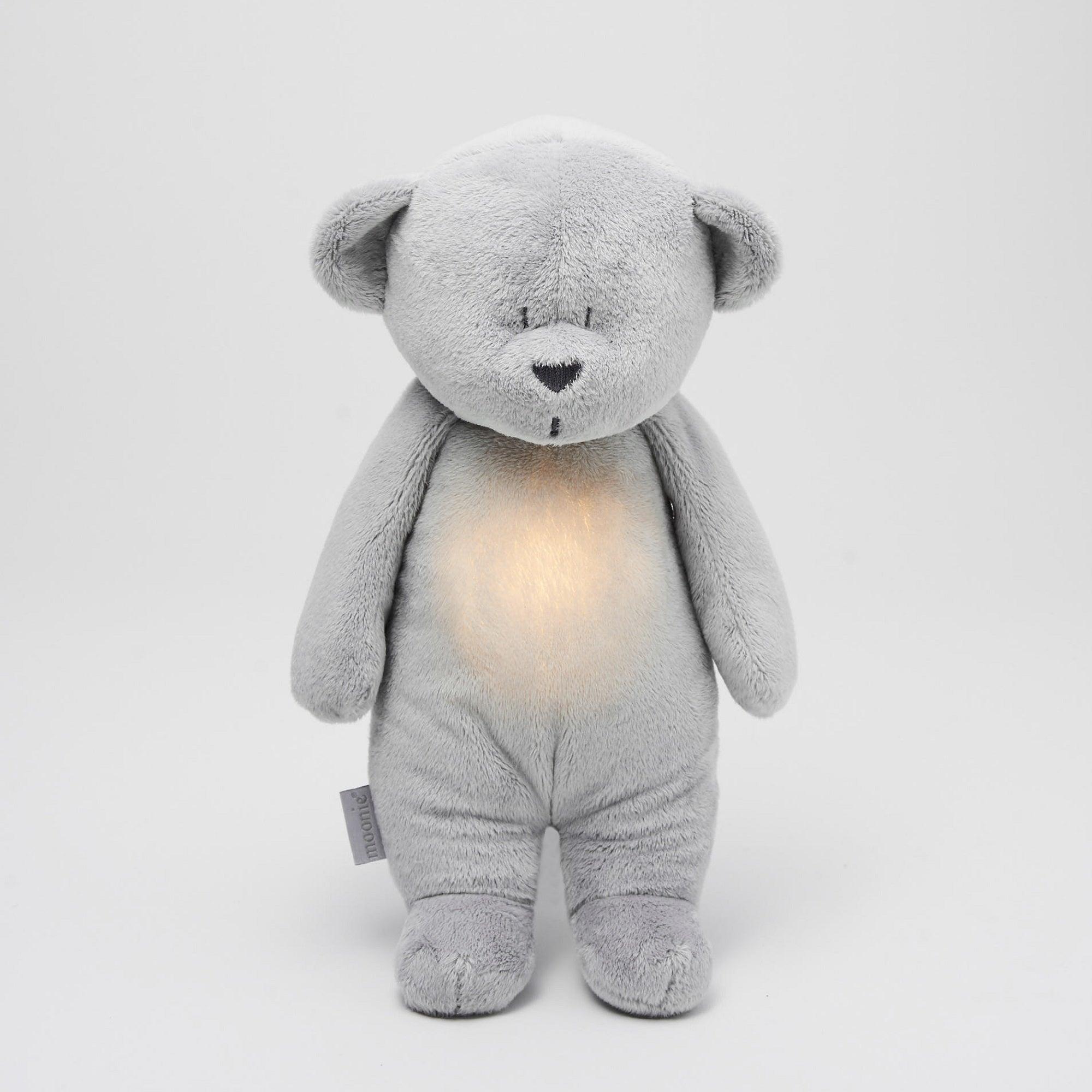 Moonie: Лека играчка за гушкане със светло Теди Сребърно