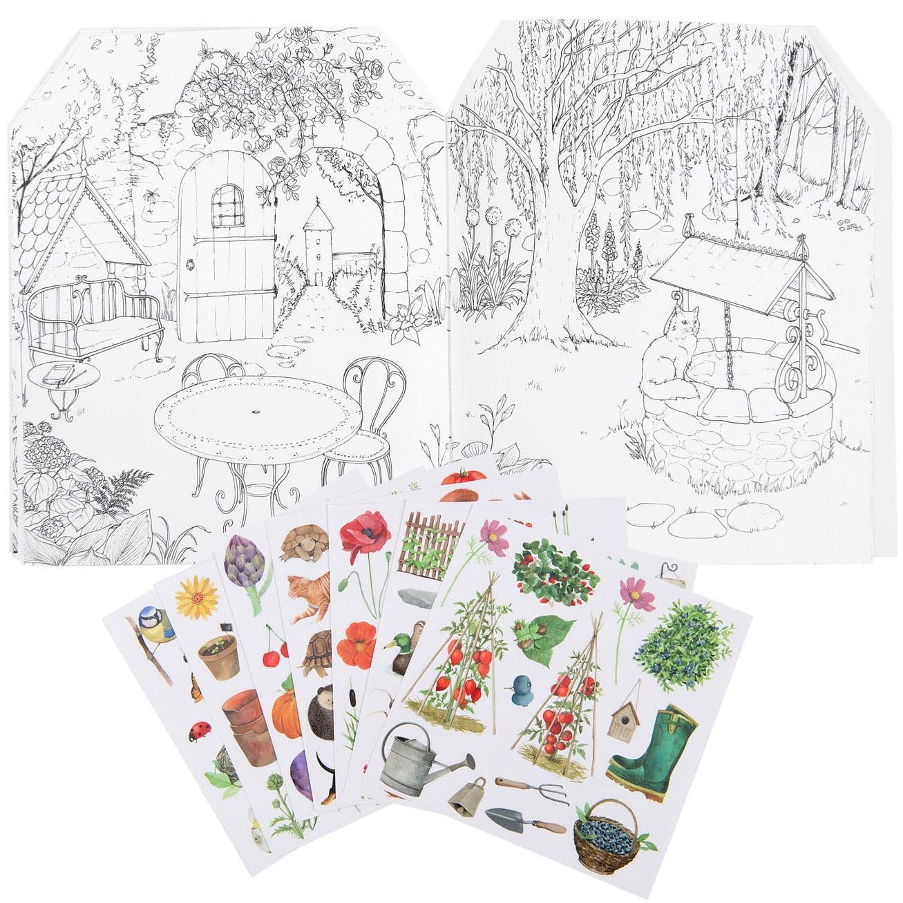 Moulin Roty: Garden sticker coloring book