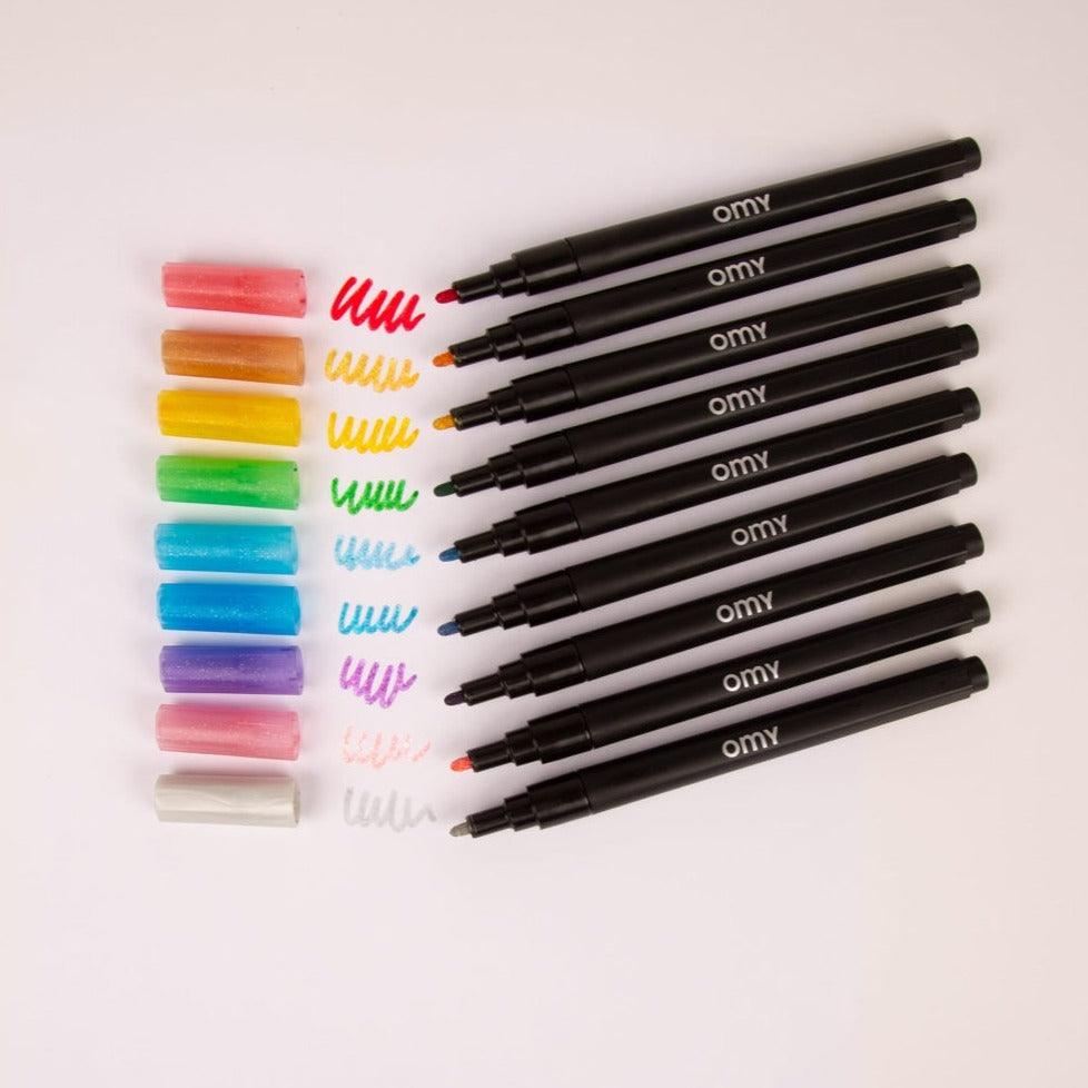 OMY: Feutres pailletes Glitter Markers 9 kpl.