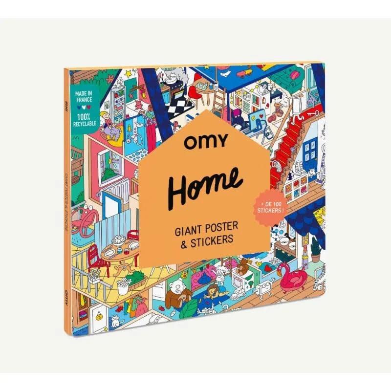 Omy: gigantesco poster di adesivi a casa