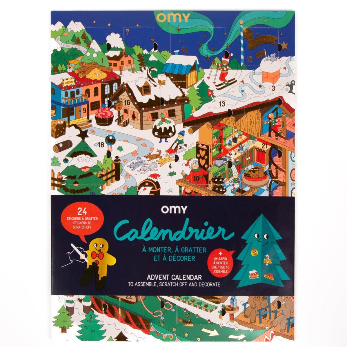 Omy: Calendario Avvento Scratch Card con adesivi albero di Natale