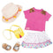 Our Generation: summer styling outfit with hat for Vacation Style doll