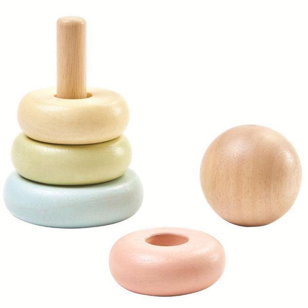 PlanToys: pastel tower First Stacking Rings - Kidealo