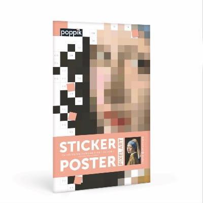 Poppik: Pixel art sticker poster Girl with a pearl - Kidealo