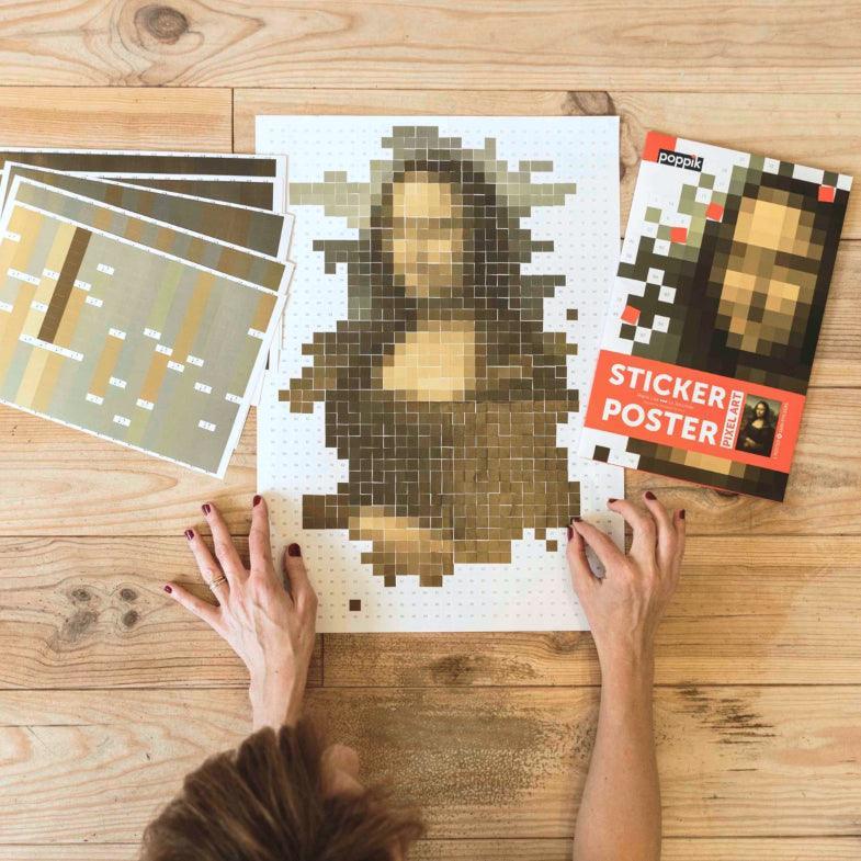 Poppik: Mona Lisa pixel art sticker poster - Kidealo
