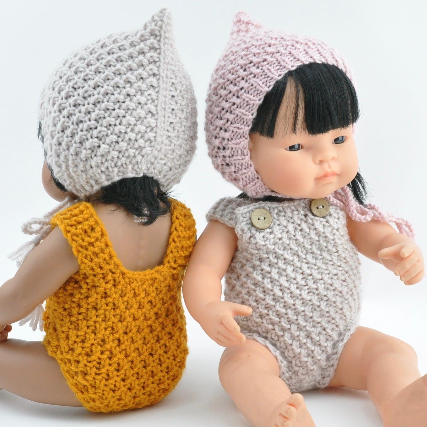 Przytullale: Miniland doll's yarn overalls clothes for doll