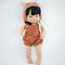 Przytullale: Червен ленен гащеризон и боне с уши дрехи за кукла Miniland