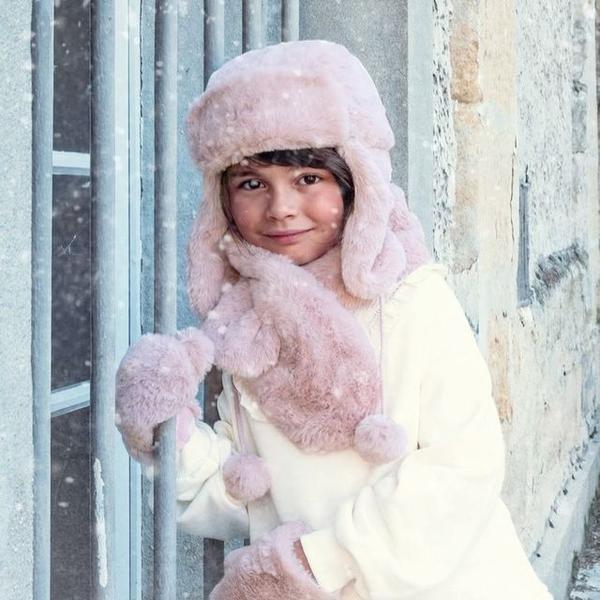 Rockahula barn: vinterhandskar päls neddy päls dusky rosa