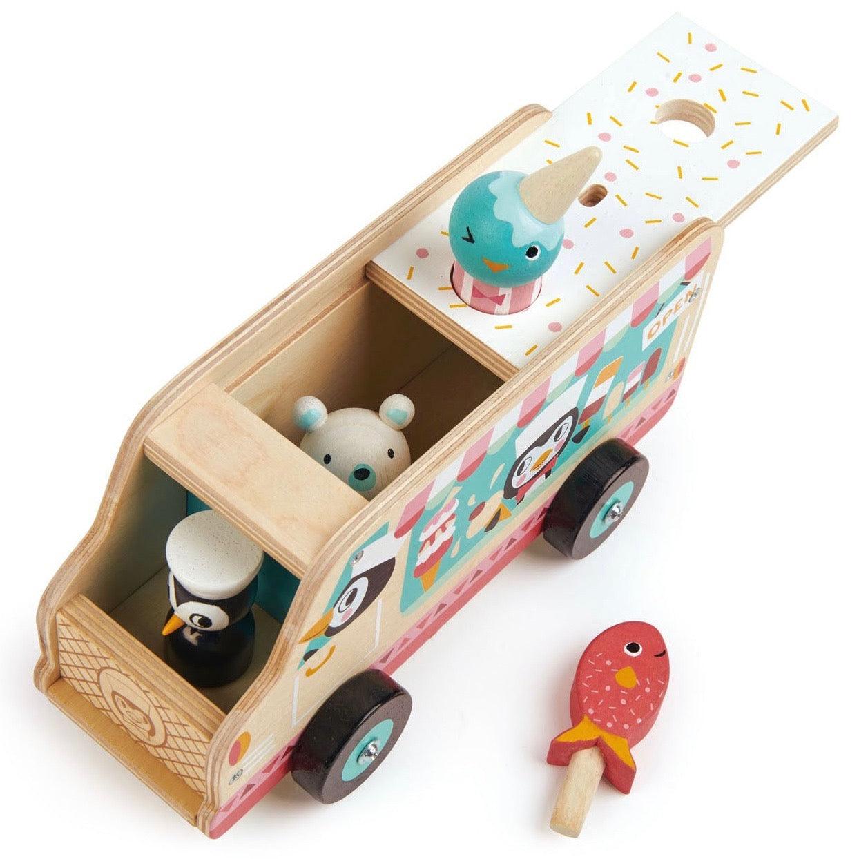 Brinquedos folhas tenres: caminhão de sorvete de gelato de pinguim