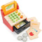 Tender Leaf Toys: wooden store cash register Till with Money