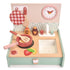 Παιχνίδια φύλλων τρυφερά: Μίνι σεφ κουζίνα ξύλινη φορητή κουζίνα