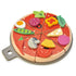Jouets à feuilles tendres: pizza en bois avec garniture de garniture en velcro Pizza