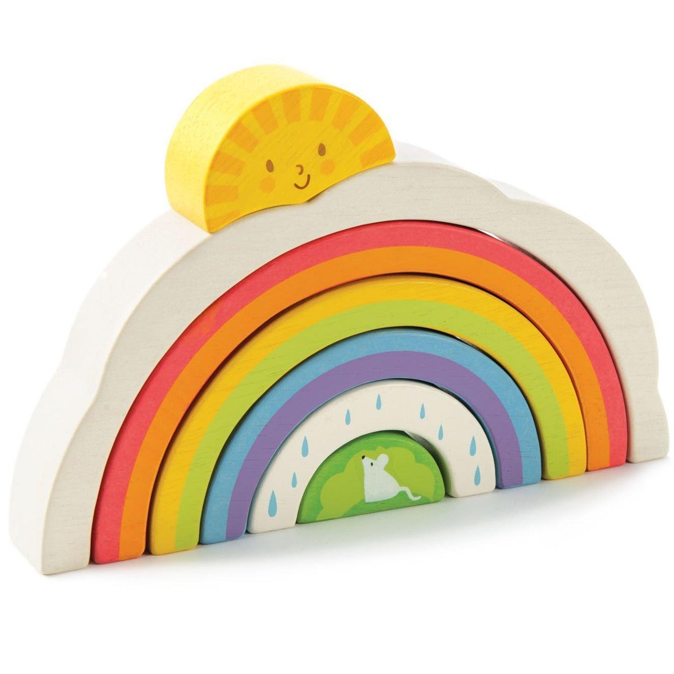 Brinquedos folhosos e tenros: arco -íris de madeira arco -íris