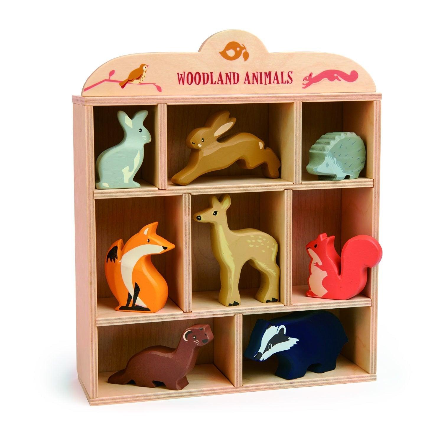 Maigas lapu rotaļlietas: koka rotaļu figūriņas meža dzīvnieki