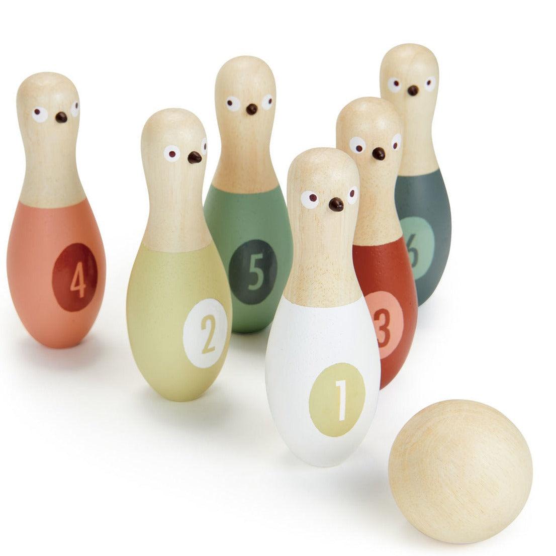 Nežne listne igrače: leseni skittles ptičje skittle
