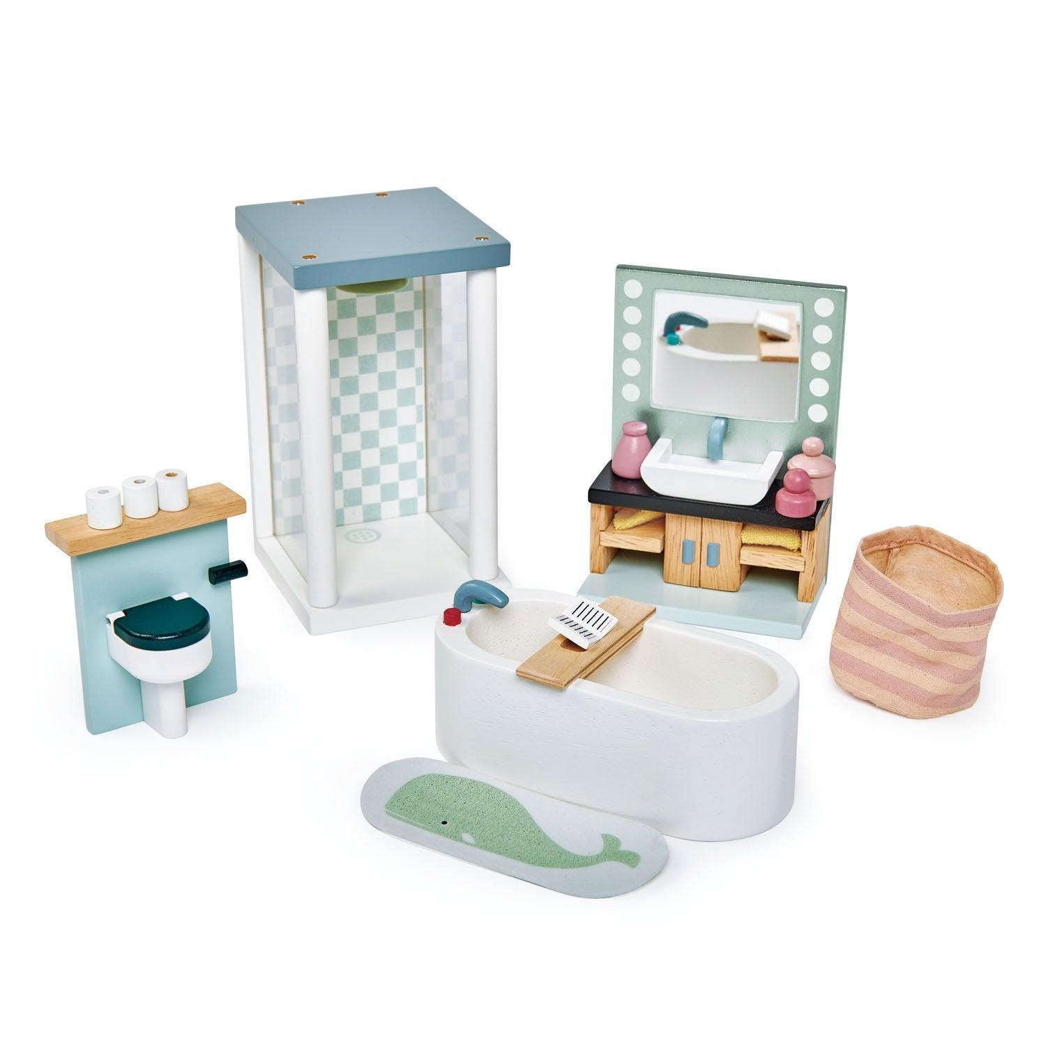 Tender Leaf Toys: wooden dollhouse furniture Bathroom