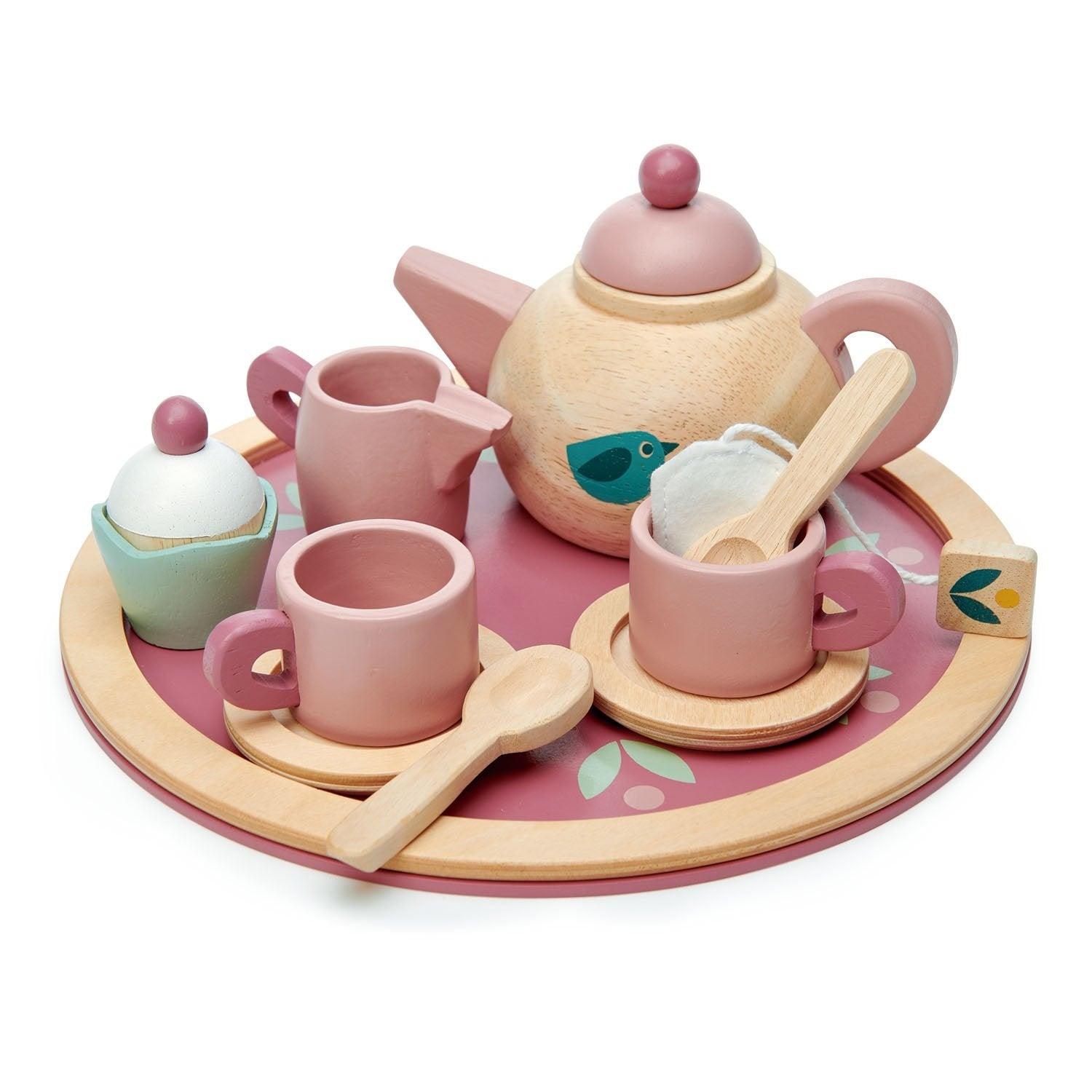 Giocattoli teneri: set di tè birdie Servizio di tè in legno