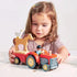 Tender Listové hračky: Dřevěný traktor s přívěsem se zvířaty zemědělským traktorem