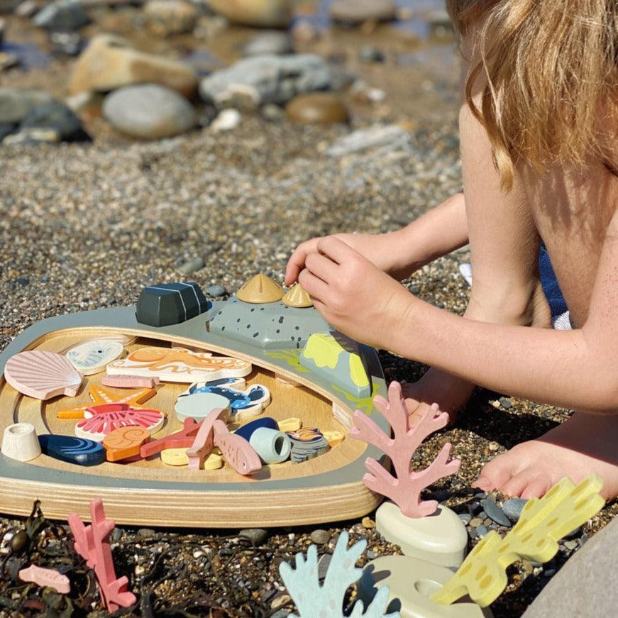 Toys de folhas macias: Wooden Creative Ocean Set My Little Rock Pool