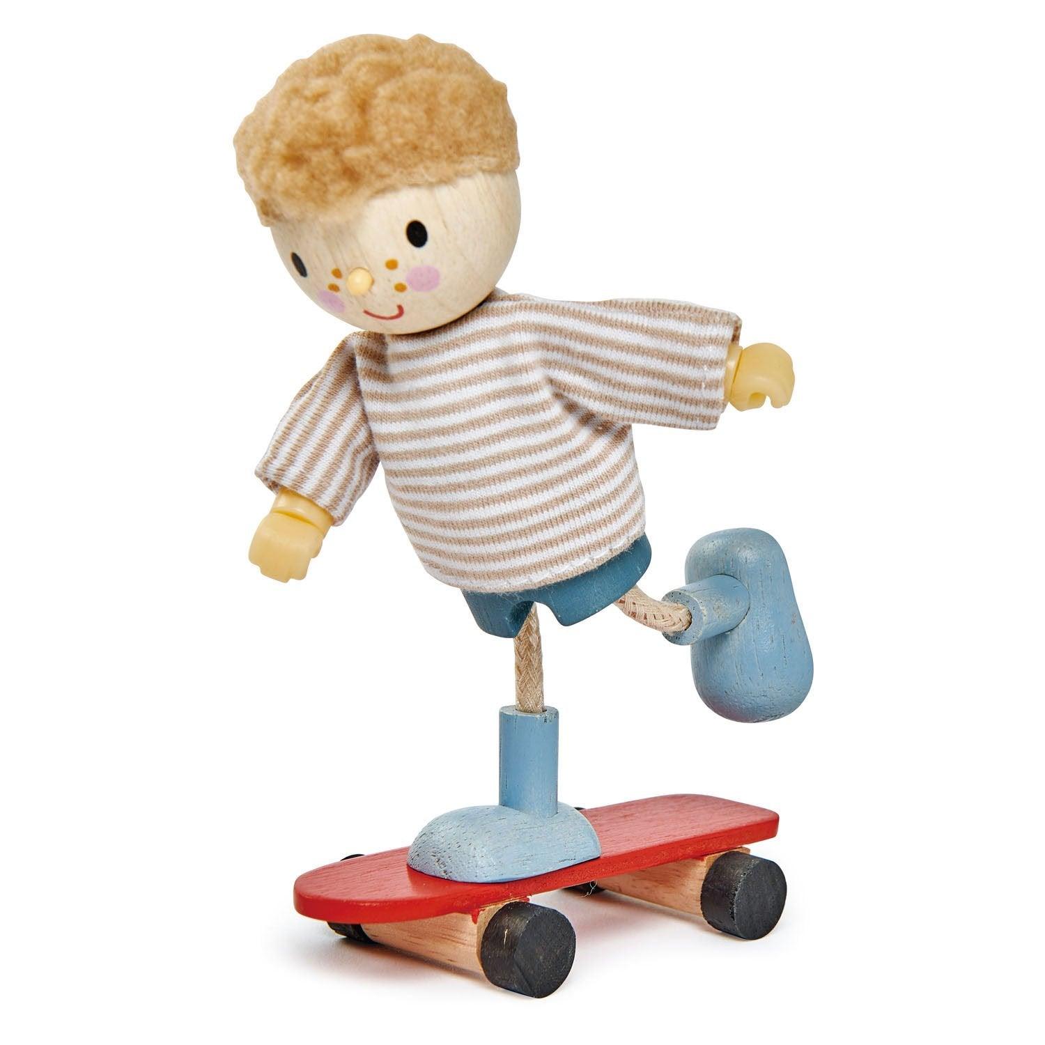 Tender Leaf Toys: Edward doll on a skateboard