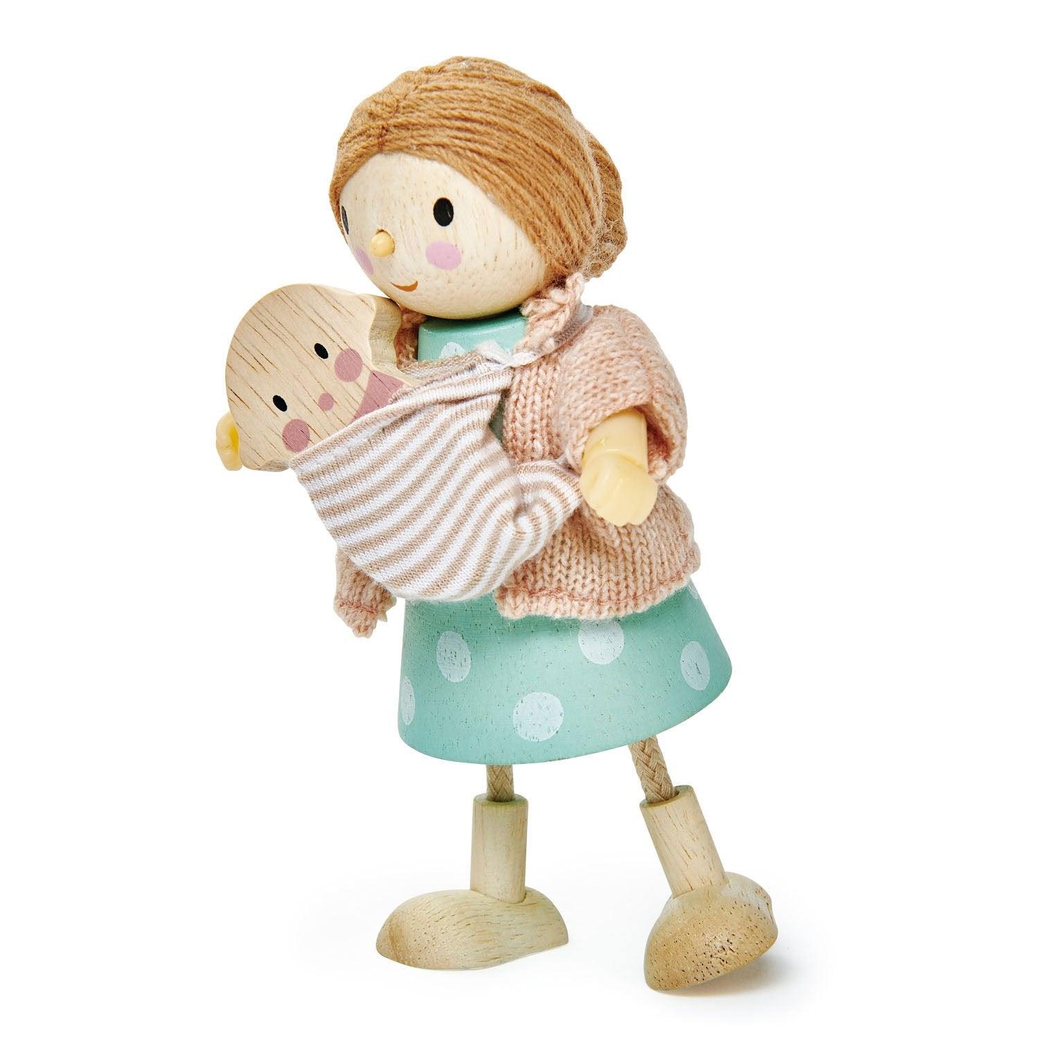 Juguetes de hoja tiernos: muñeca de la Sra. Goodwood con el niño