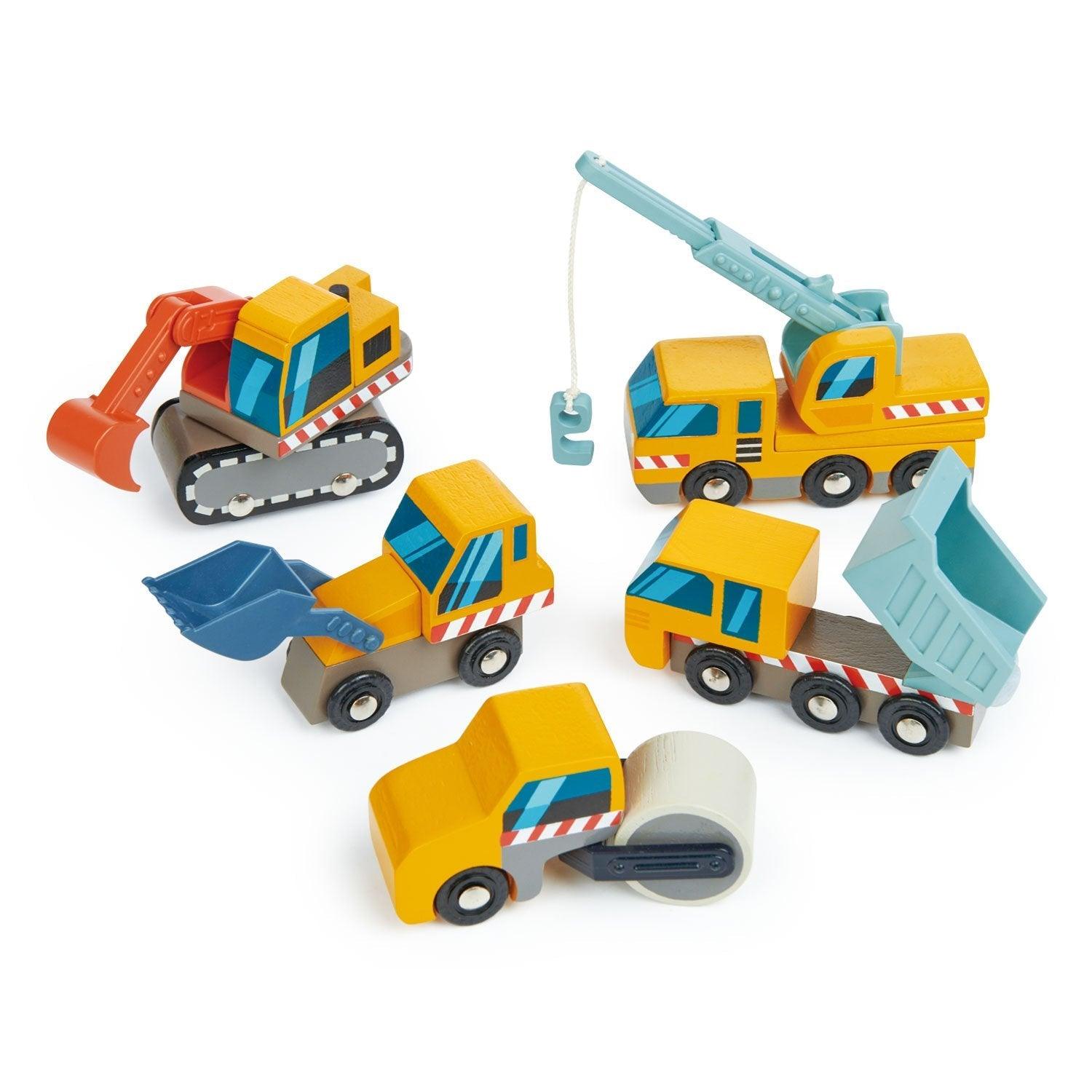 Играчки от нежни листа: превозни средства за строителни обекти