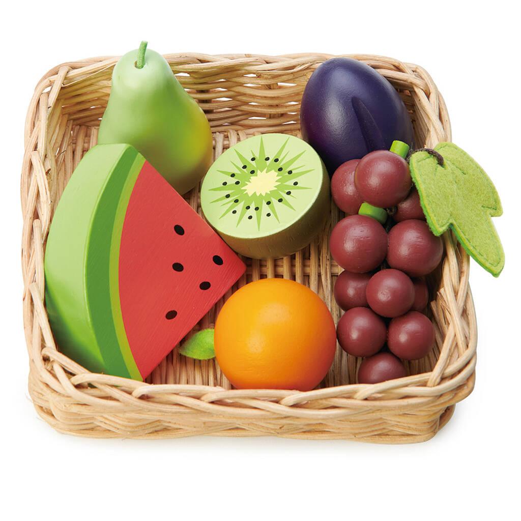 Hračky na listy: ovocný kôš s ovocným košom prútia