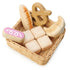 Konkurso lapų žaislai: pinti krepšys su duonos duonos krepšiu