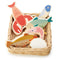 Toys de folhas macias: cesta de vime com peixe e cesta de frutos do mar de frutos do mar