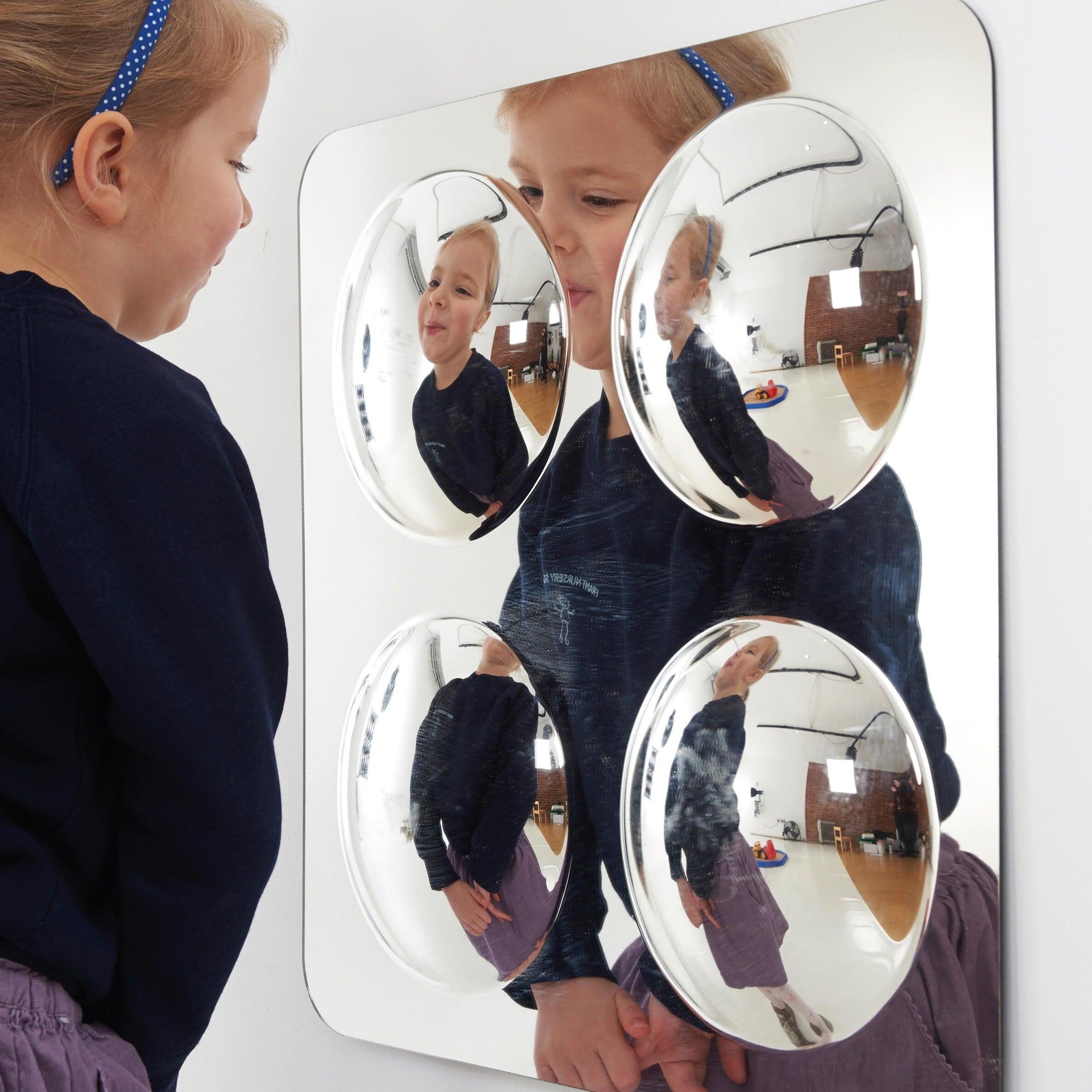 TickiT: безопасно изпъкнало четворно огледало, голям 4-куполен акрилен огледален панел