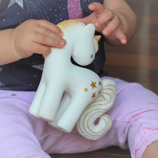 Tikiri: juguete de goma natural con unicornio de campana