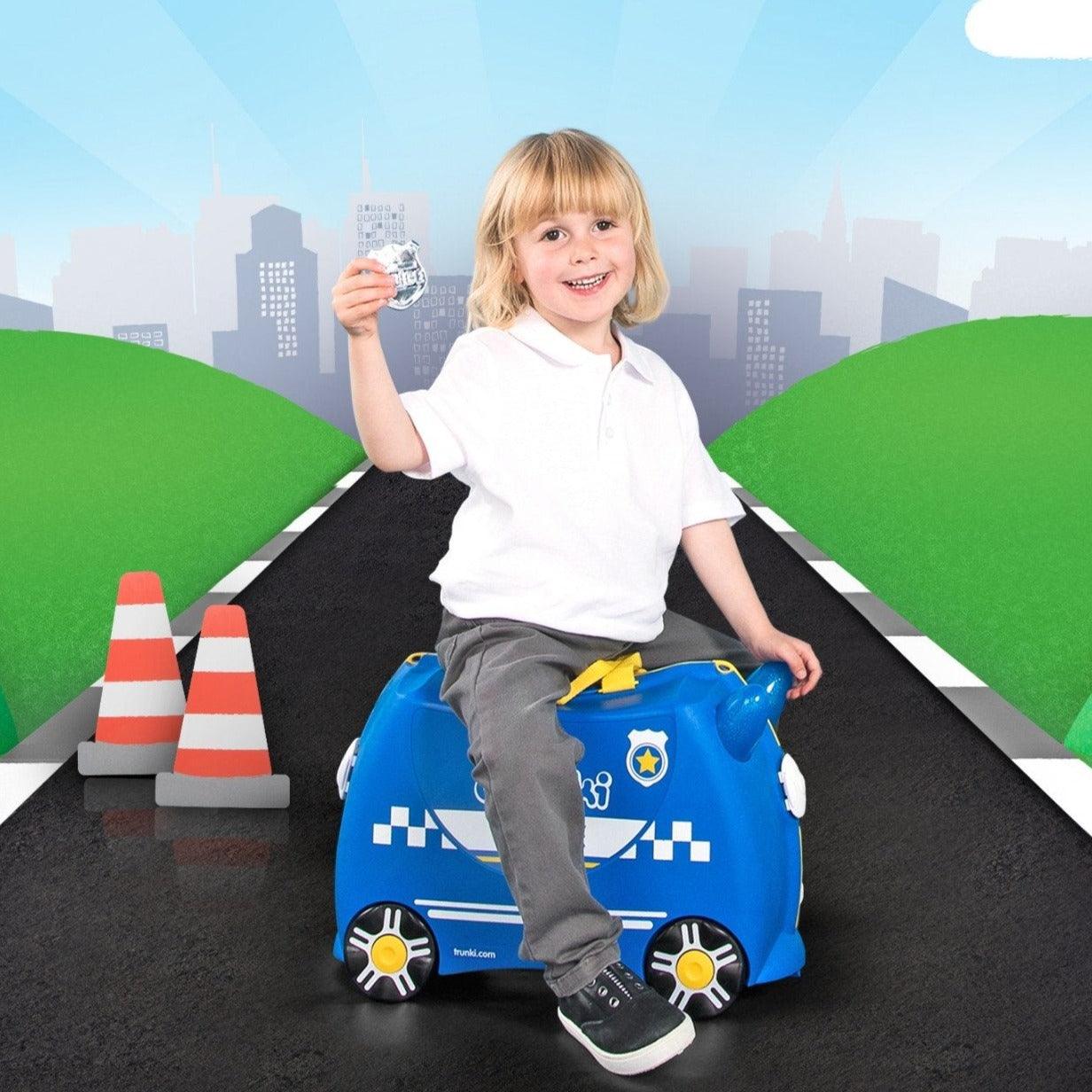 Trunki: riding suitcase for kids police car Percy
