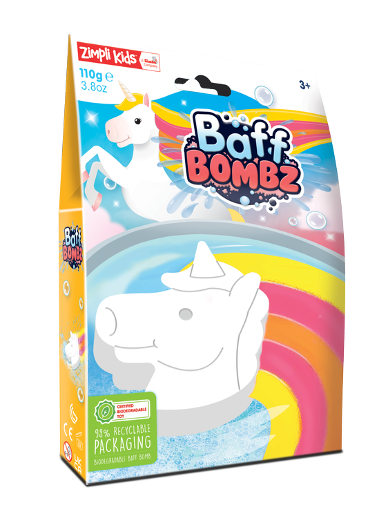Zimpli Kids: Rainbow Baff Bombz magical unicorn for bath changing water color