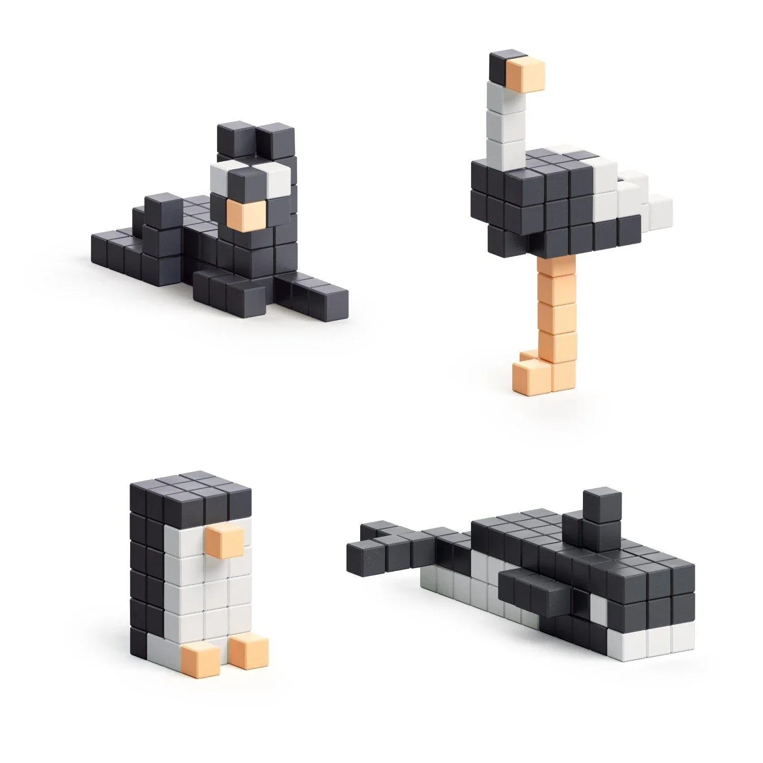 Pixio: Story Series fekete -fehér állatok mágneses blokkok 195 El.